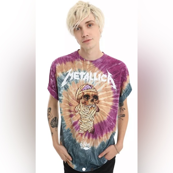 UO METALLICA Men’s One Pushead T-Shirt Tie Dye Graphic Print Skull Mummy M - Picture 1 of 9